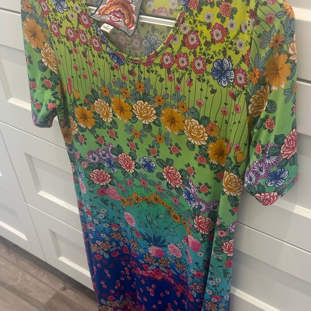 Johnny Was Bamboo floral summer Dress. Mint S.